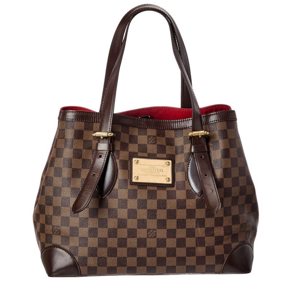Louis Vuitton Brown Damier Ebene & Vachetta Leather Hampstead Mm (Authentic